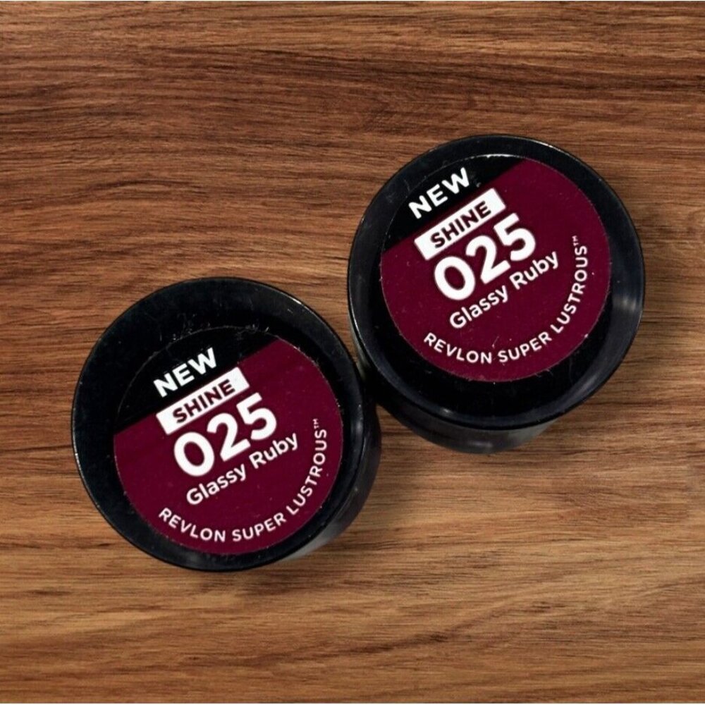 2 Revlon Super Lustrous Melting Glass Shine Balm Lipsticks #025 GLASSY RUBY New
